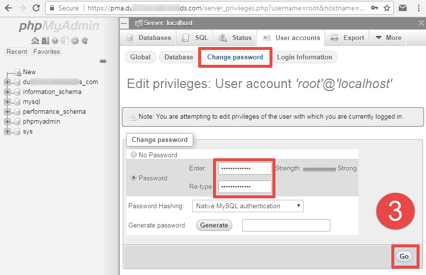 mysql update user password